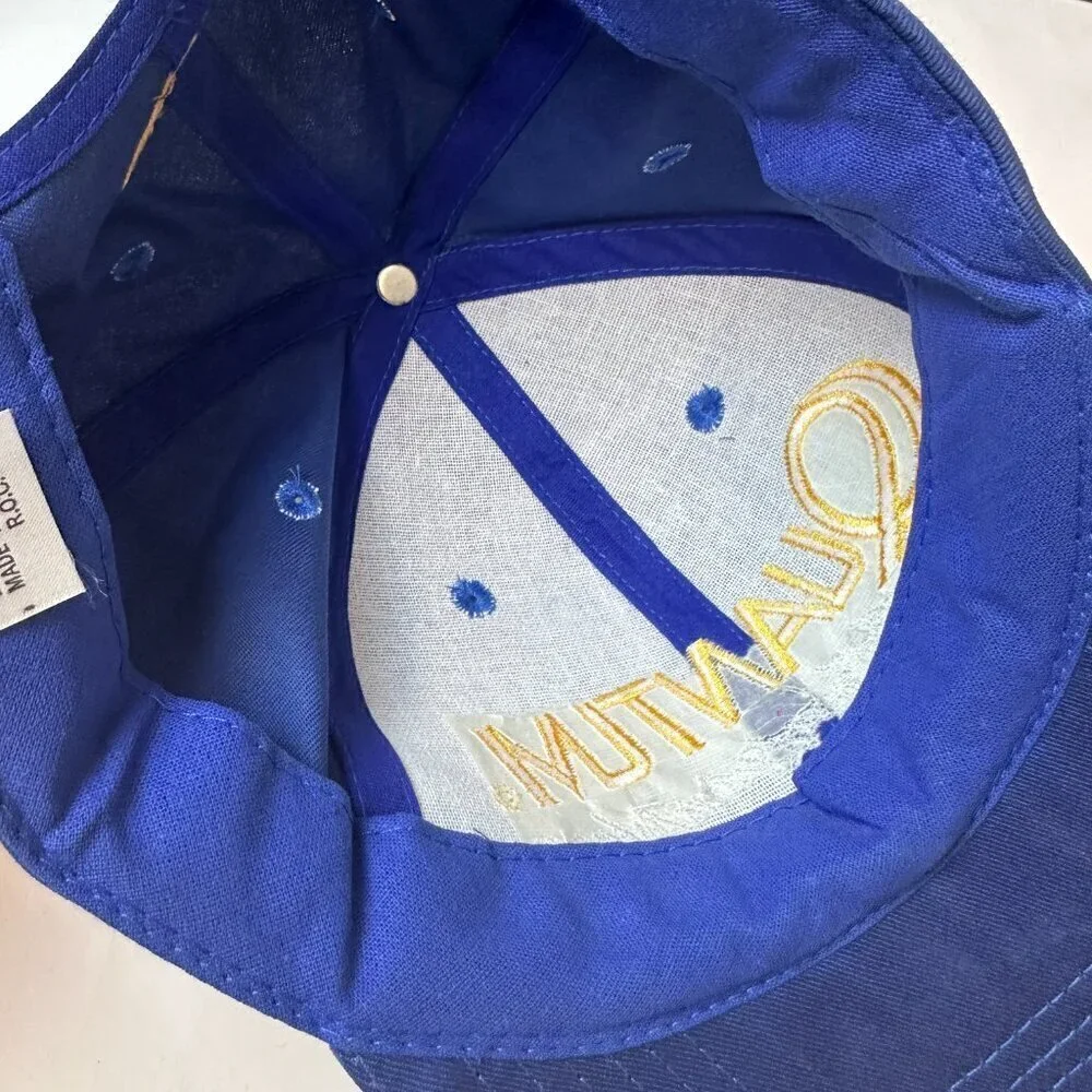 VINTAGE 80'S QUANTUM FISHING FISHERMAN HAT BLUE ROPE SNAPBACK CAP NEVER WORN